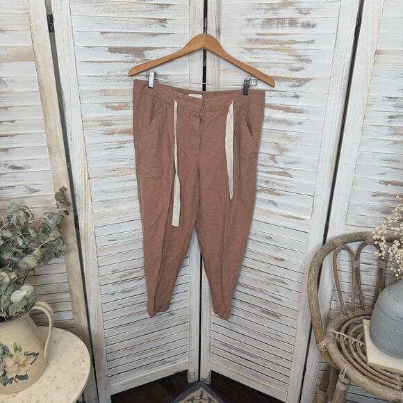 WILFRED ARITZIA Women's 8 Allant Linen Pants Cropped Waist Tie Moroccan Spice - Picture 15 of 16